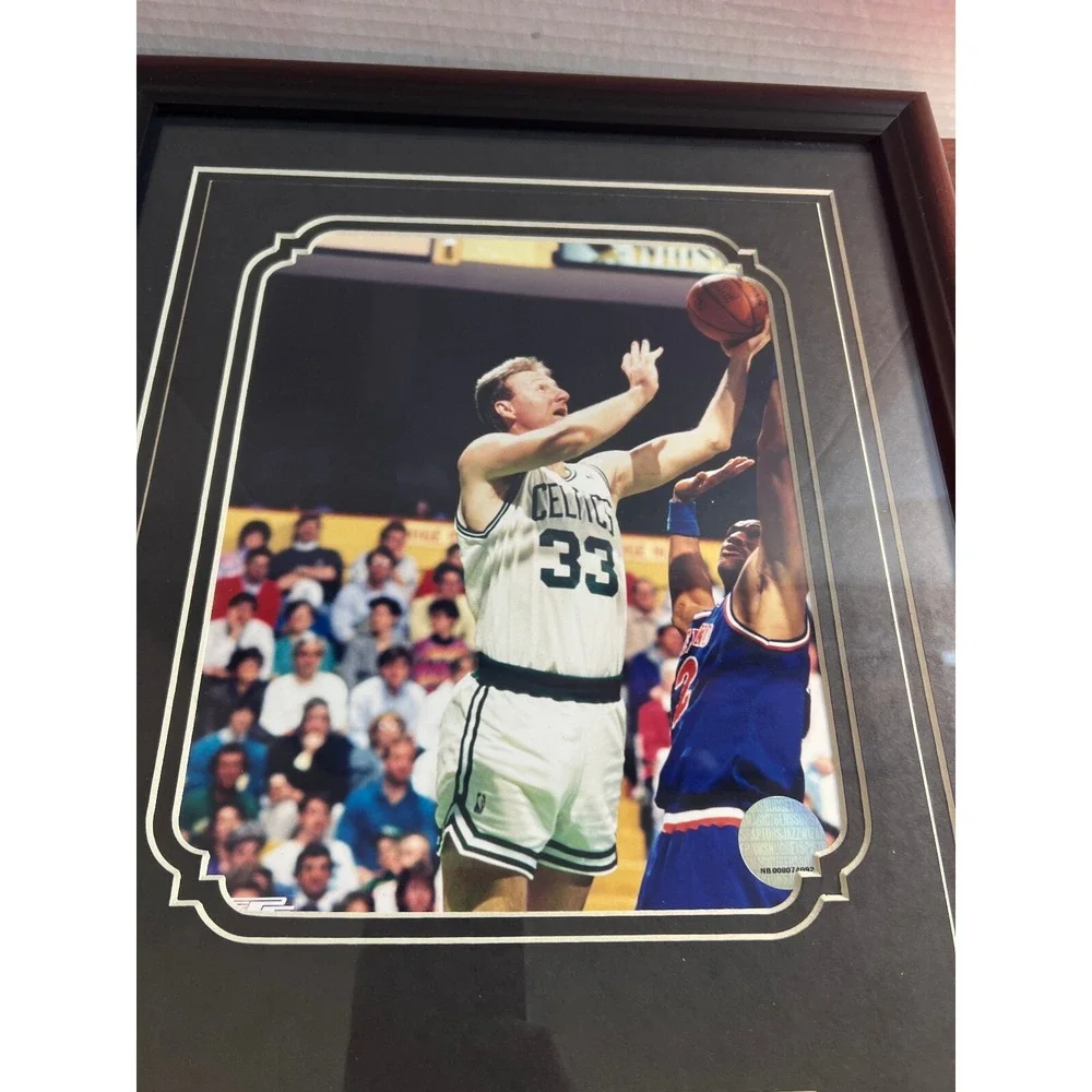 Boston Celtics Larry Bird Framed Basketball Photo w/Plaque NBA Official 14x22 - Picture 3 of 6